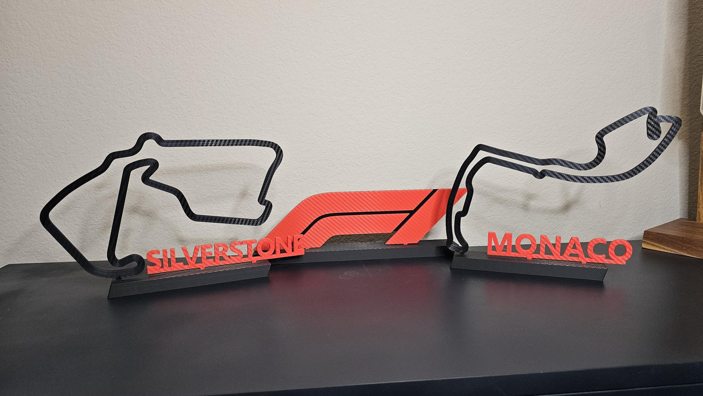 F1 Race Track Desk Decor β Carbon Fiber look 3D Print, Formula One Racing Gift