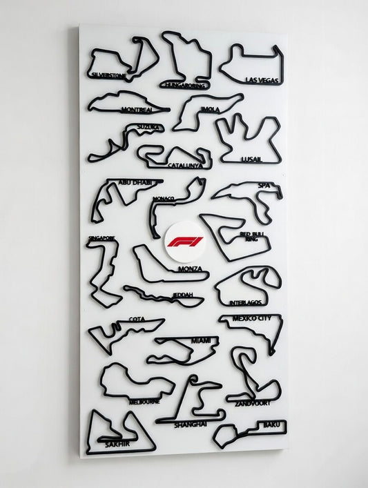 Formula One Race Tracks Carbon Fiber Look Wall Art - 2026 F1 Schedule